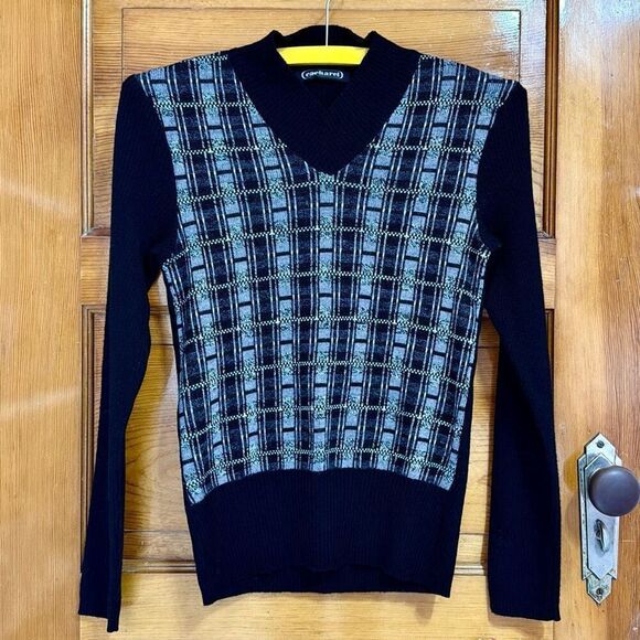 Vintage Cacharel Black Grey Knit Sweater Men’s Extra Small - Picture 1 of 5